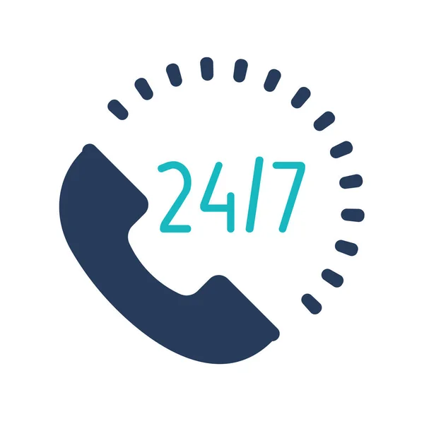 24時間サービスアイコン スピーチの泡 電話サポート お客様の問題 — ストックベクタ