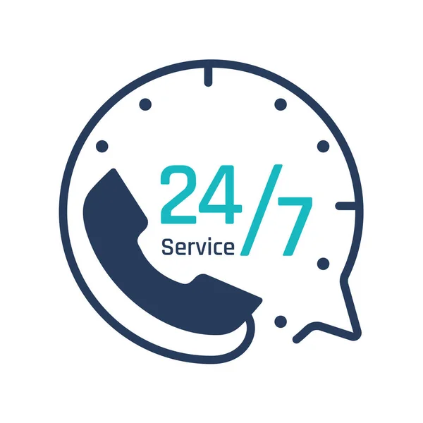 24時間サービスアイコン スピーチの泡 電話サポート お客様の問題 — ストックベクタ