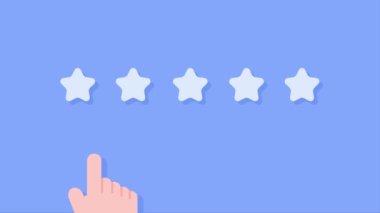 five yellow stars Survey of customer satisfaction levels. service rating