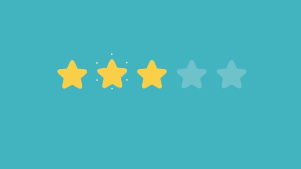 Cinco Estrelas Amarelas Levantamento Dos Níveis Satisfação Cliente Notação Serviço — Vídeo de Stock