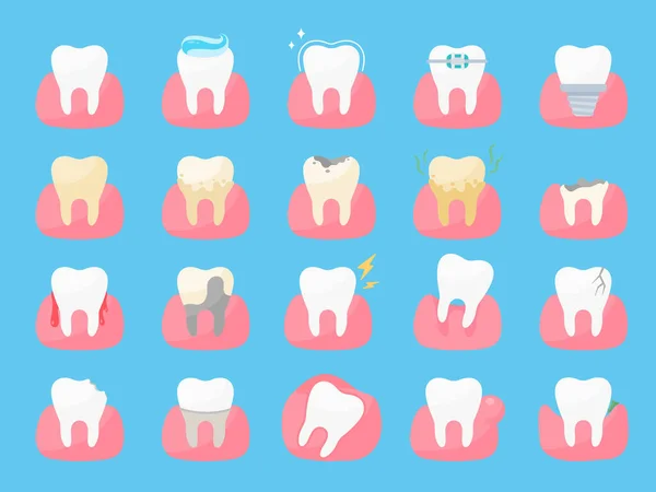 Atención Salud Dental Resuelve Problema Caries Dental Encías Hinchadas Boca — Vector de stock