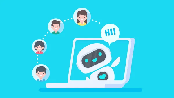 Systém Automatické Odpovědi Inteligentními Roboty Poskytuje Informace Pomáhá Zákazníkům Problémy — Stockový vektor