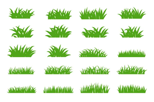 緑の草の茂みが環境生態系の漫画シーンを飾る — ストックベクタ