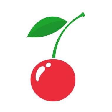 Parlak kalp şeklinde yeşil yapraklı kırmızı meyve.