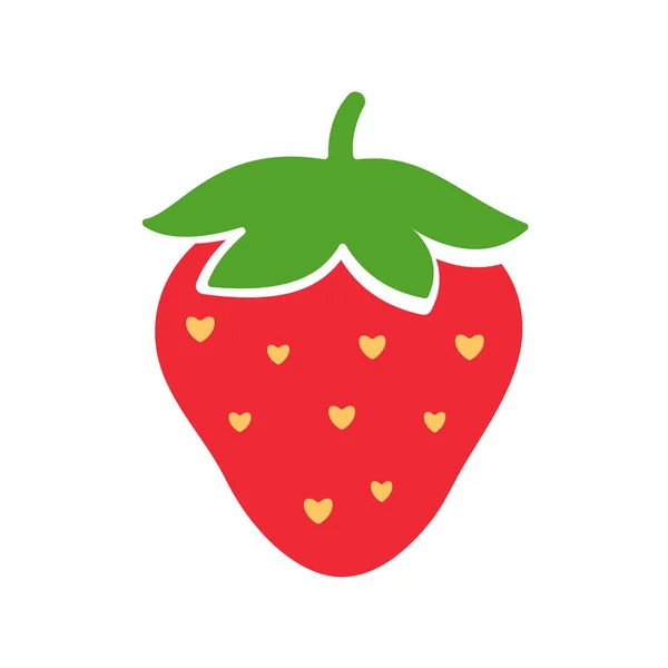 Piros Eper Gyümölcs Zöld Levelek Édes Gyümölcs Egy Frissítő Nyári — Stock Vector