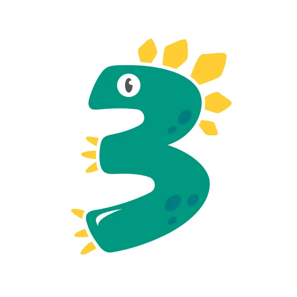 Dinosaurier Nummer Design Geburtstagsparty Für Kinder — Stockvektor