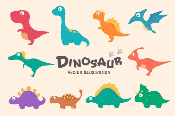 Cute Cartoon Dinosaur Nursery Decoration — Stock Vector