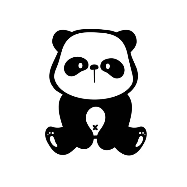 Little Panda Silhouette Making Cute Gestures Animal Cartoons Kids — Stock Vector