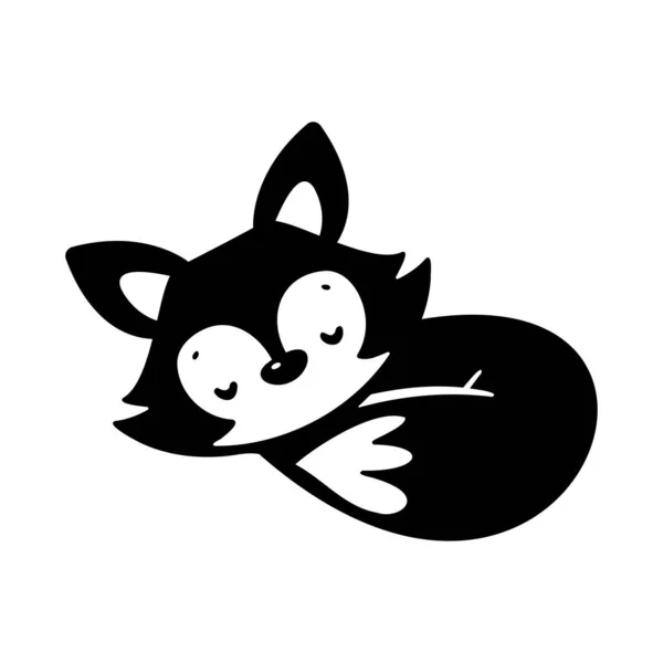 为孩子们制作的狡猾狐狸可爱动物卡通片的轮廓 — 图库矢量图片