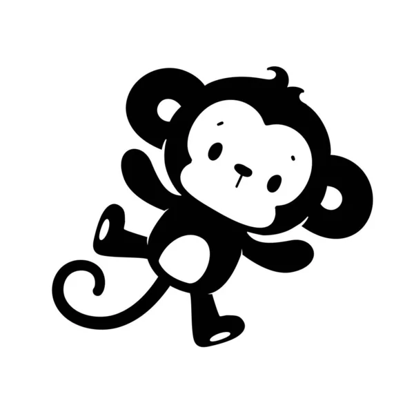 Silueta Zlobivé Malé Opice Roztomilé Zvířecí Karikatury Pro Děti — Stockový vektor