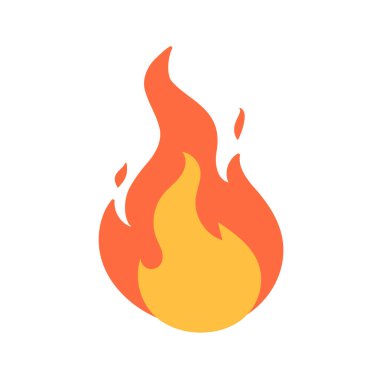 Çizgi film ateş etkisi. Sarı bir şenlik ateşi ısınmak için yanıyor.