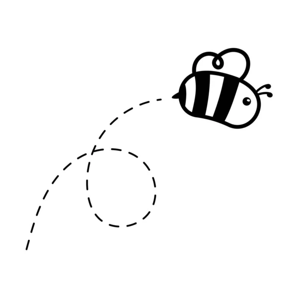 Καρτούν Χαριτωμένο Μικρό Μέλισσα Που Φέρουν Στην Διακεκομμένη Γραμμή Για — Διανυσματικό Αρχείο