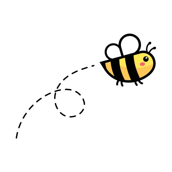 Καρτούν Χαριτωμένο Μικρό Μέλισσα Που Φέρουν Στην Διακεκομμένη Γραμμή Για — Διανυσματικό Αρχείο