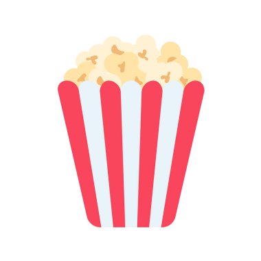 Sinemada film izlerken kırmızı beyaz bardakta patlamış mısır.