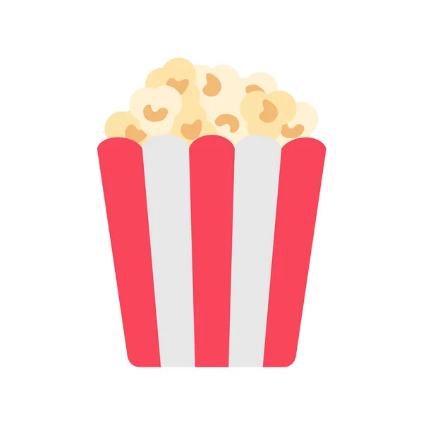 在电影院看电影时 爆米花戴着红白相间的纸杯小点心 — 图库矢量图片