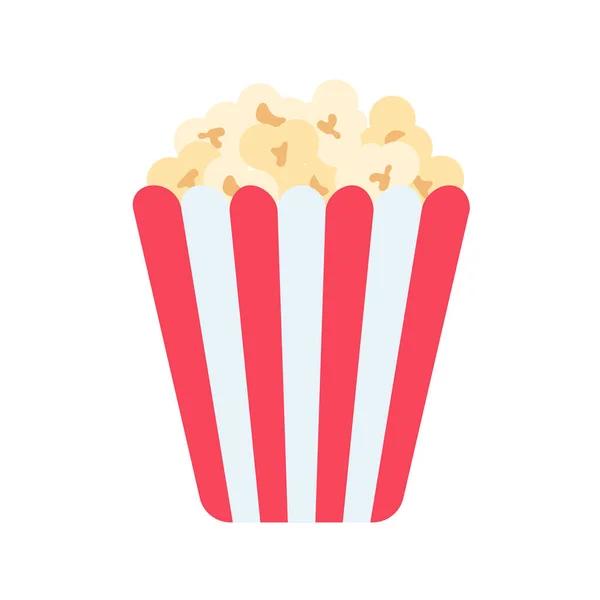 Popcorn Czerwono Białym Papierowym Kubku Przekąski Podczas Oglądania Filmów Kinie — Wektor stockowy