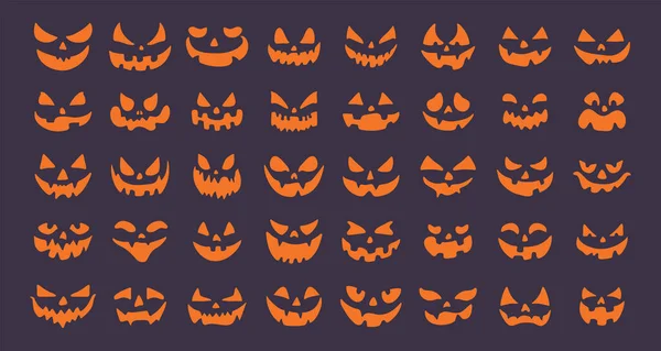 Aterrador Fantasma Cara Para Tallar Calabazas Noche Halloween — Vector de stock