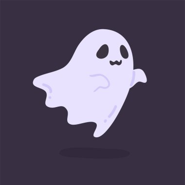 Beyaz cüppeli çizgi film hayaleti yüzüyor Cadılar Bayramı gecesi insanları korkutuyor..