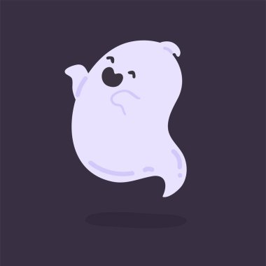 Beyaz cüppeli çizgi film hayaleti yüzüyor Cadılar Bayramı gecesi insanları korkutuyor..