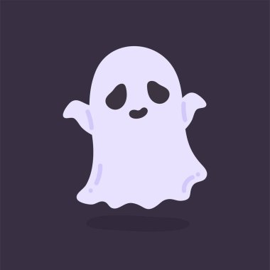 Beyaz cüppeli çizgi film hayaleti yüzüyor Cadılar Bayramı gecesi insanları korkutuyor..