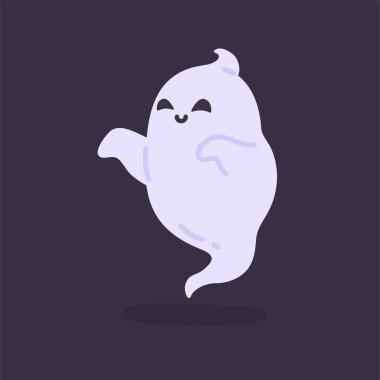 Beyaz cüppeli çizgi film hayaleti yüzüyor Cadılar Bayramı gecesi insanları korkutuyor..