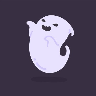 Beyaz cüppeli çizgi film hayaleti yüzüyor Cadılar Bayramı gecesi insanları korkutuyor..