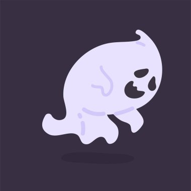 Beyaz cüppeli çizgi film hayaleti yüzüyor Cadılar Bayramı gecesi insanları korkutuyor..