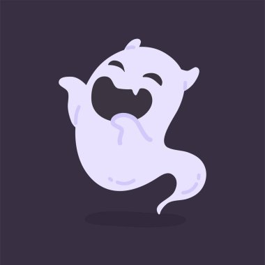 Beyaz cüppeli çizgi film hayaleti yüzüyor Cadılar Bayramı gecesi insanları korkutuyor..