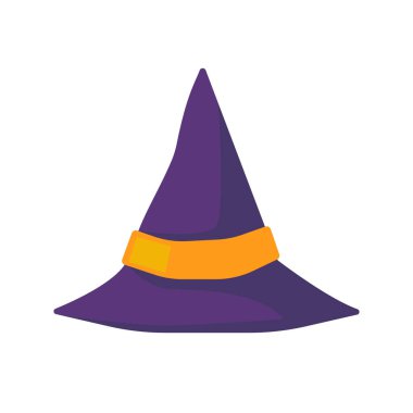 Cadı şapkası. Sihirli şapka. Kostüm, Cadılar Bayramı partisinde küçük büyücünün kafasını süslüyor..