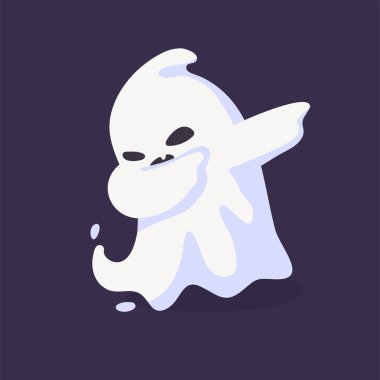 Beyaz cüppeli çizgi film hayaleti yüzüyor Cadılar Bayramı gecesi insanları korkutuyor..