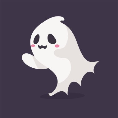 Beyaz cüppeli çizgi film hayaleti yüzüyor Cadılar Bayramı gecesi insanları korkutuyor..