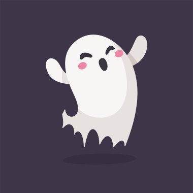 Beyaz cüppeli çizgi film hayaleti yüzüyor Cadılar Bayramı gecesi insanları korkutuyor..