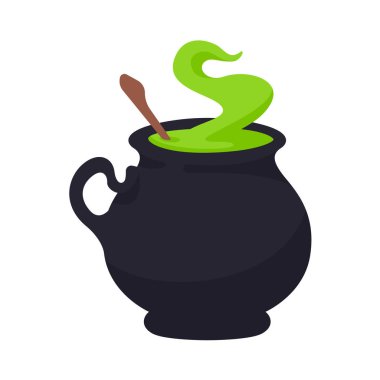 Cadıların Zehirli Kazanı. Korkunç Şeytanın Kazanı Cadılar Bayramı Dekorasyonu