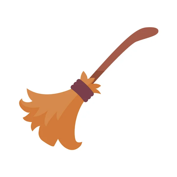 魔法扫帚用于万圣节夜晚在天空中飞行 打扫房子用的扫帚 — 图库矢量图片