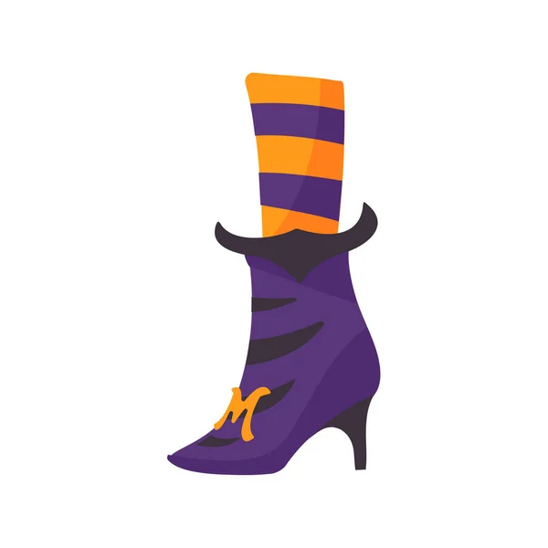 魔女の靴 魔法の靴ハロウィンパーティーでの小さなウィザードの衣装 — ストックベクタ