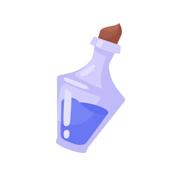 Una Botella Vidrio Que Contiene Veneno Botella Poción Mágica Bruja — Vector de stock