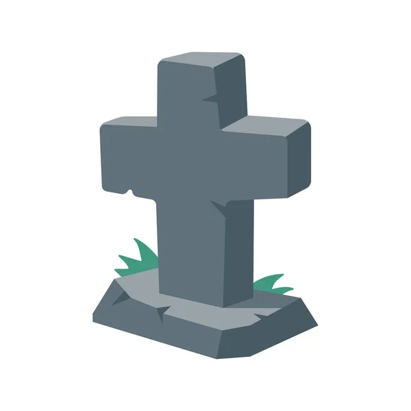 Cartoon Gravestones Dead Crucifix Grave Halloween Night Horror — Stock Vector
