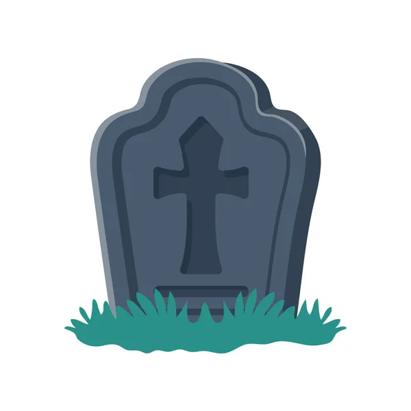 Kreslené Náhrobky Mrtvých Krucifix Hrobě Halloween Noční Horor — Stockový vektor