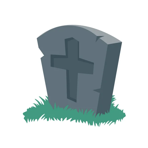 Kreslené Náhrobky Mrtvých Krucifix Hrobě Halloween Noční Horor — Stockový vektor