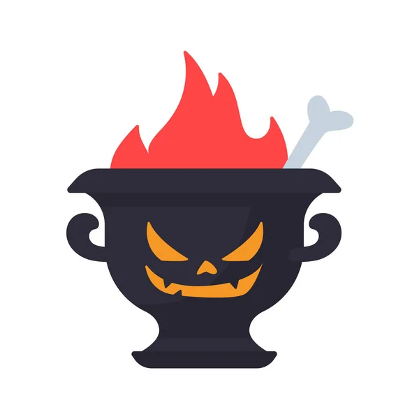 Witch Poison Cauldron Scary Devil Cauldron Halloween Decoration — Stock Vector