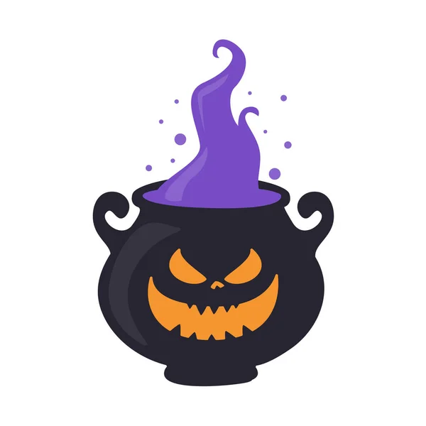 Chaudron Empoisonné Sorcière Effrayant Chaudron Diable Décoration Halloween — Image vectorielle
