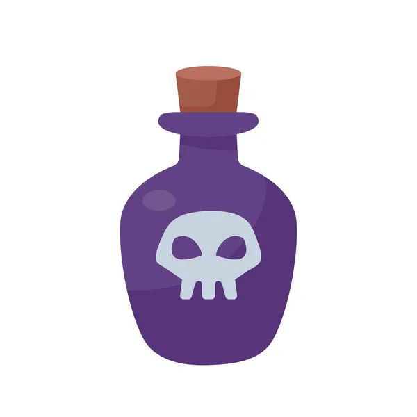 Glasflaska Som Innehåller Gift Trolldryck Flaska För Halloween — Stock vektor