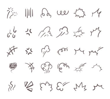 El çizimi şirin kıvrımlı çizgiler çizgi film hareketini ifade eder