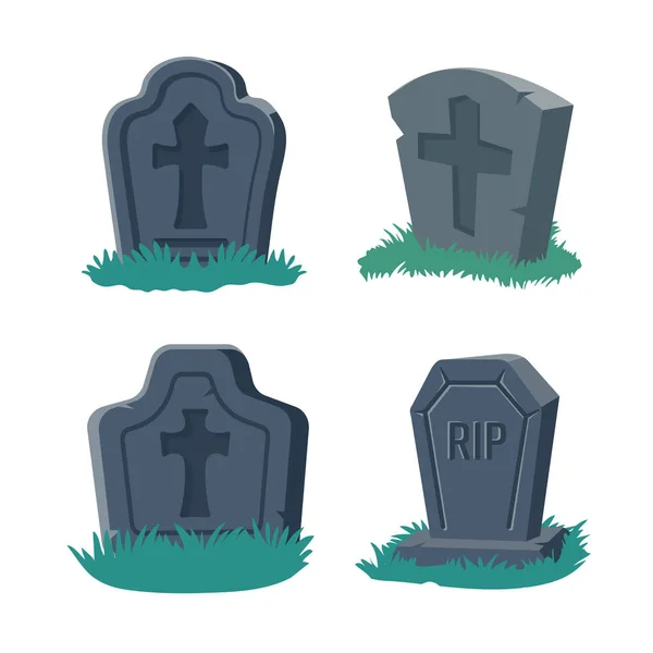 Мультипликационные Надгробия Мертвых Распятие Могиле Ночь Ужаса Хэллоуина — стоковый вектор