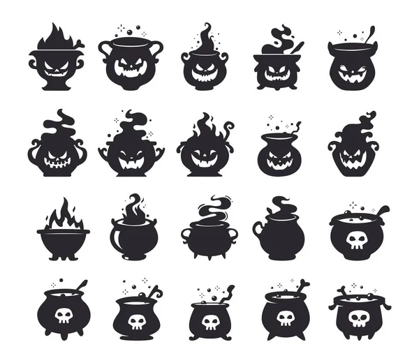 Chaudron Empoisonné Sorcière Effrayant Chaudron Diable Décoration Halloween — Image vectorielle