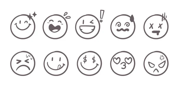 Feeling Face Hand Drawn Emotions — Stock Vector