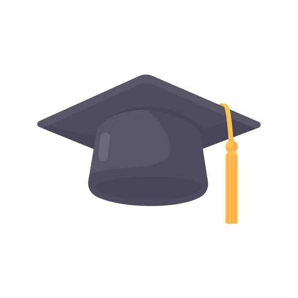 Siyah Ponponlu Mezuniyet Şapkası Üniversite Öğrencisi Şapkası — Stok Vektör