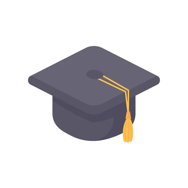 Black Graduation Cap Pompom University Student Graduation Cap — Stock Vector