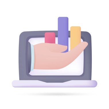 Bilgisayar ekranı yatırım fikirleri üzerine 3B iş grafiği