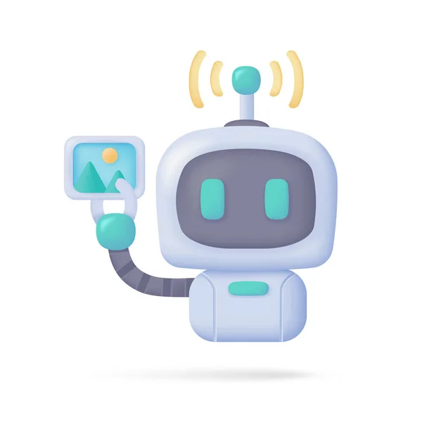 Vector Smart Robot Computer Assist Human Work Creative Cartoon Robots — Stock Vector